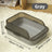 Large Semi-Enclosed Cat Litter Box with Scoop and High Splash Guard
