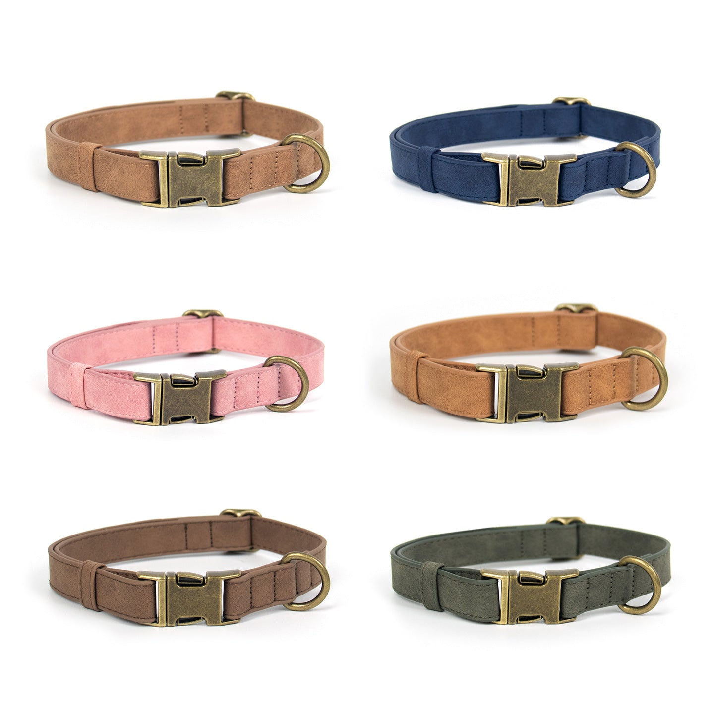Retro PU leather dog collar and lead, main product photo