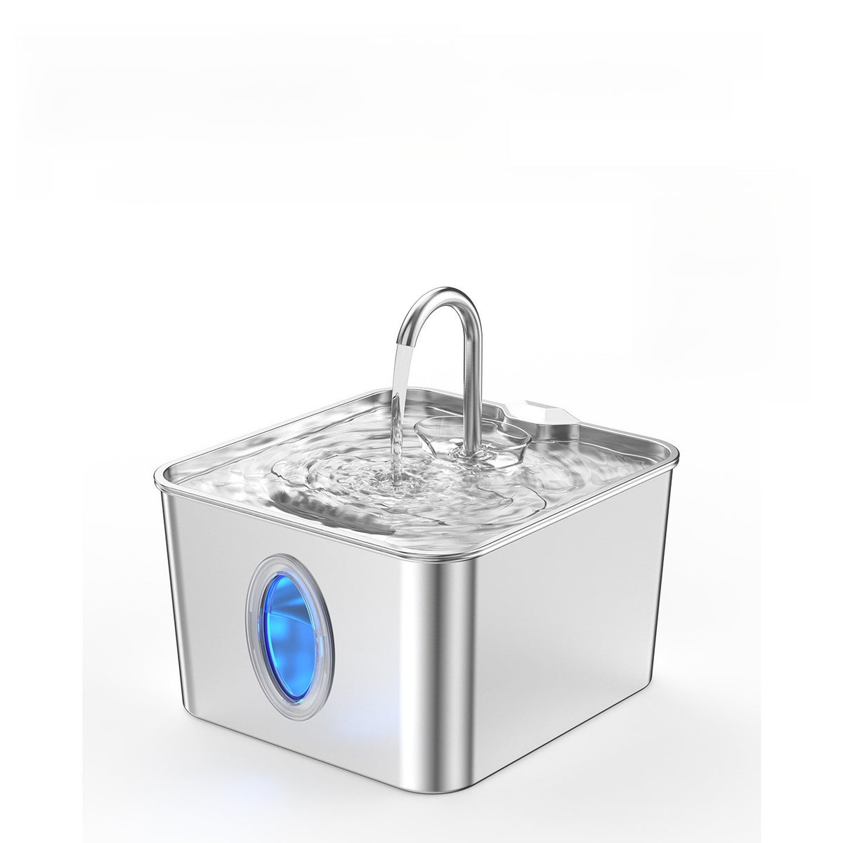304 Stainless Steel Pet Water Fountain with Faucet Spout and Viewing Window, 2.2L or 3.2L