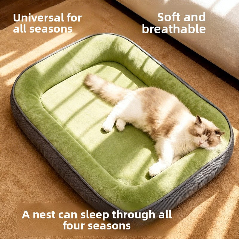 All-season warm pet bed and sofa cushion, alternative angle view