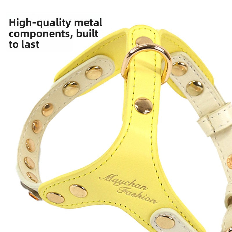 PU leather small dog harness and lead set, ideal for everyday use
