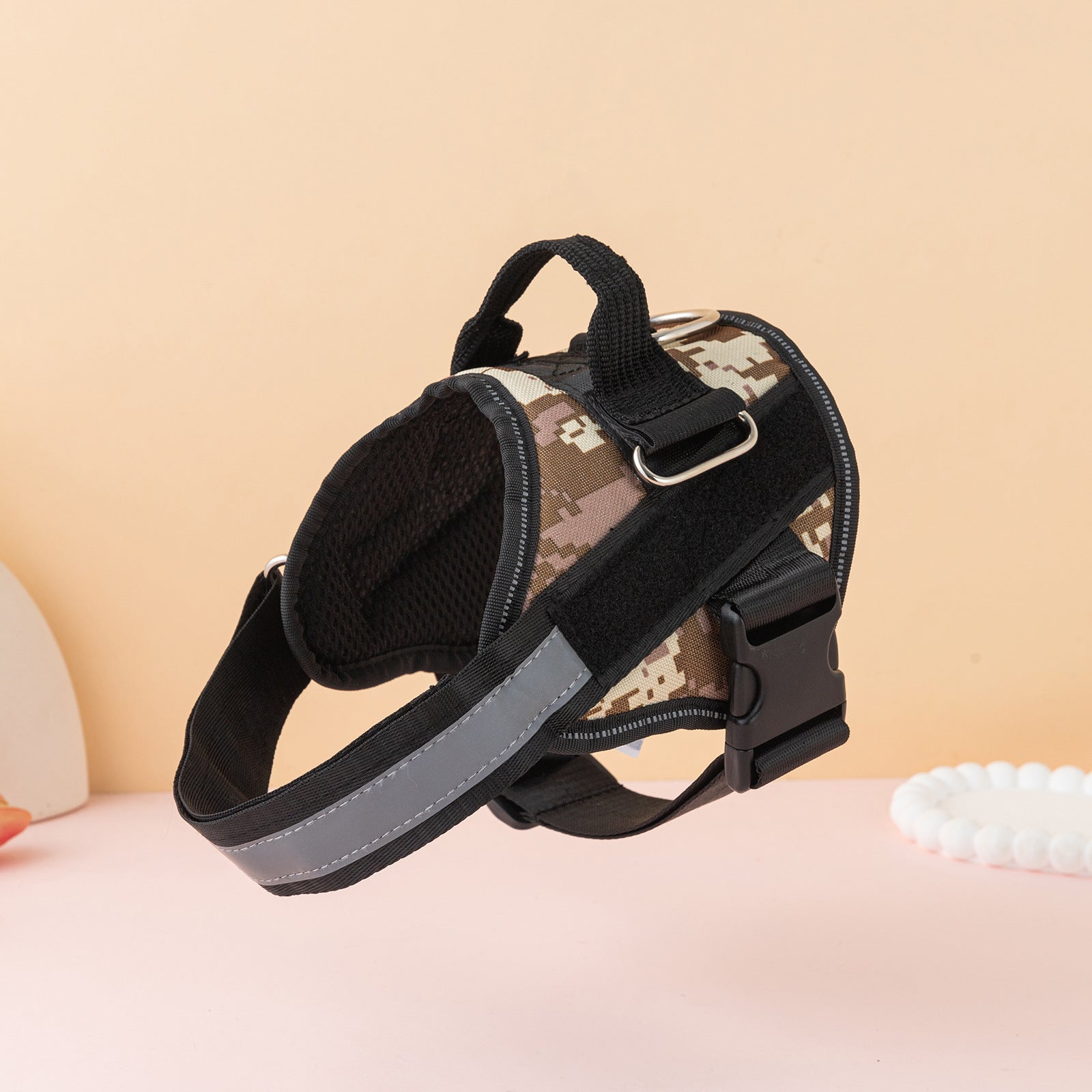Reflective escape resistant dog harness in black, view 70
