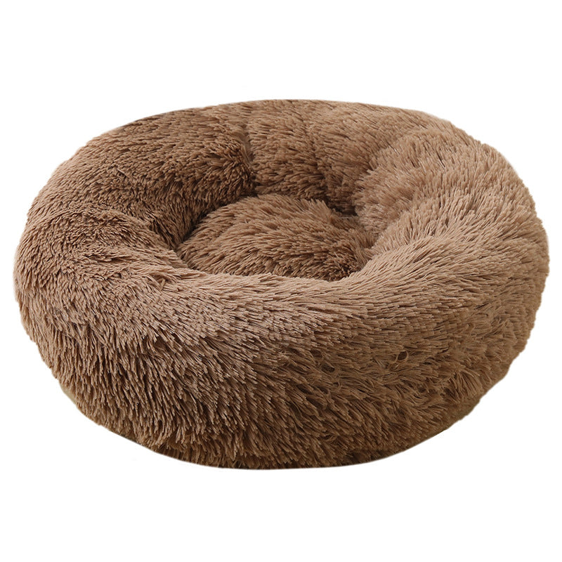 Light grey round deep sleep pet bed with soft plush, photo 20