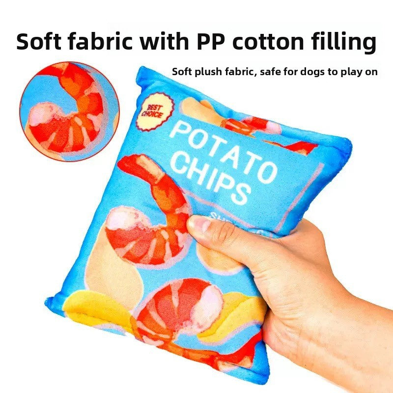 Plush squeaky potato chip toy for dogs and cats - photo 3
