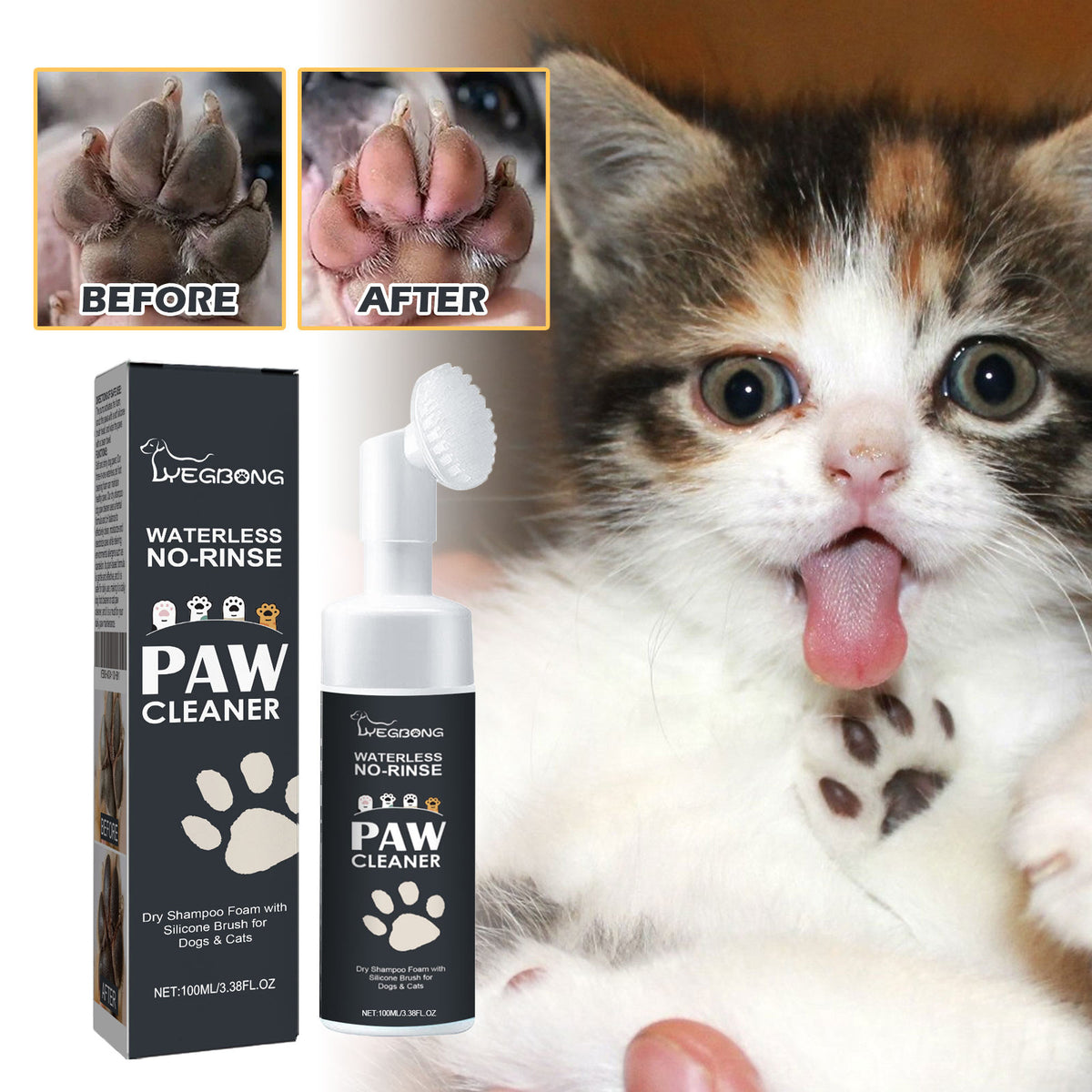 Pet Paw Cleaning Liquid for Dogs and Cats, Gentle Foot Pad Wash