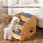 Carpeted pet ramp stairs with non-slip surface for beds
