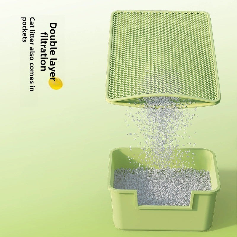 Leak-Proof Double Layer EVA Cat Litter Mat, Anti-Splash