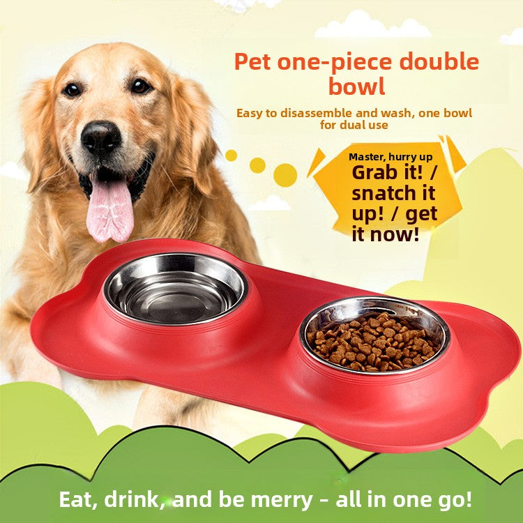 Double dog bowl with removable stainless steel bowls, photo 2 of 8