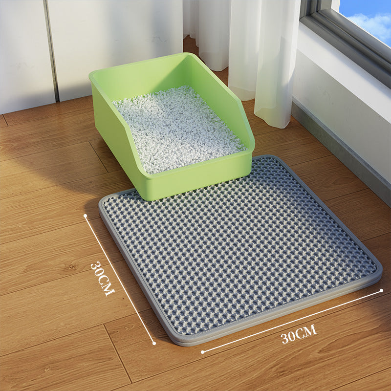 Leak-Proof Double Layer EVA Cat Litter Mat, Anti-Splash
