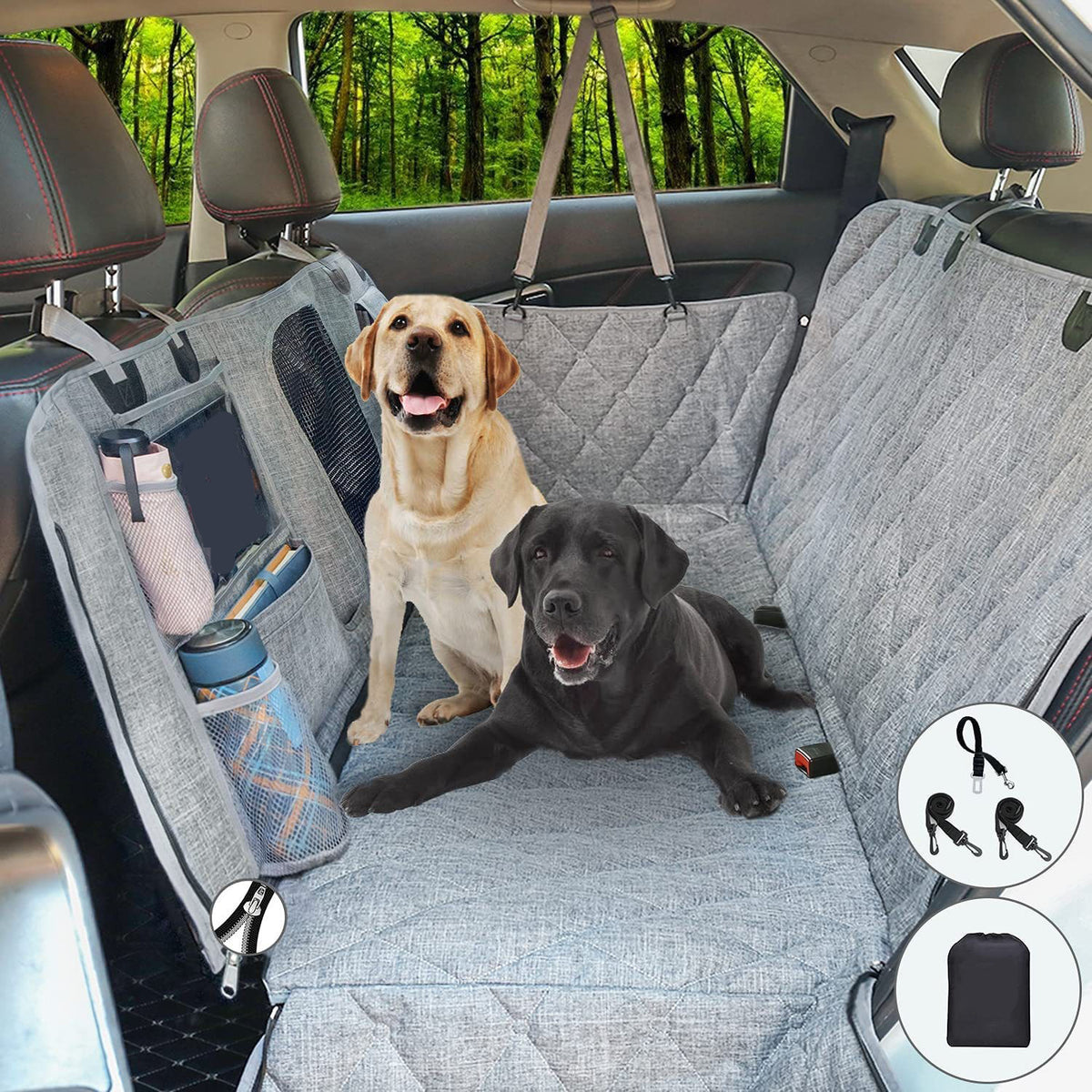 Waterproof Oxford dog car seat cover with zip sections, photo 1 of 12