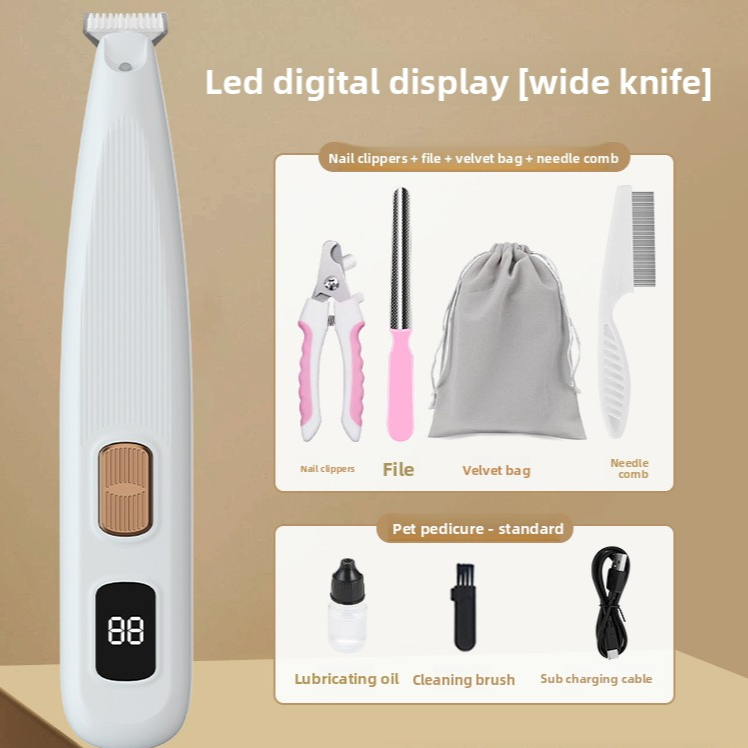 Rechargeable Paw Hair Shaver with LED Light and Ceramic Blade