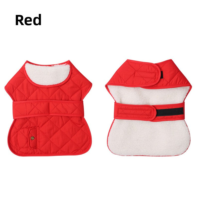 British style two-leg dog winter vest jacket in Grey, material detail