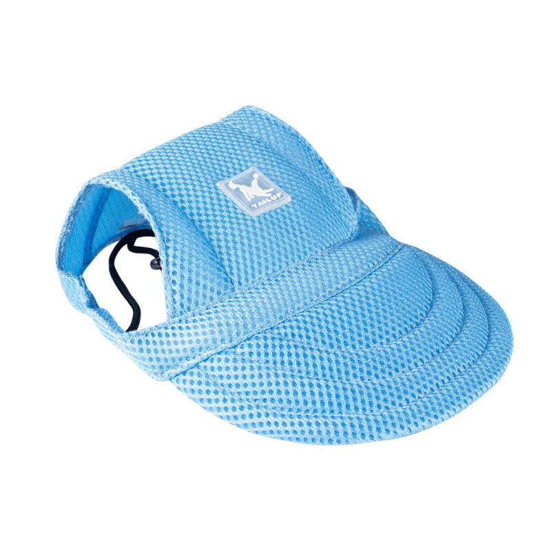 Canvas dog baseball cap for sun protection in Cool Letters, close-up detail