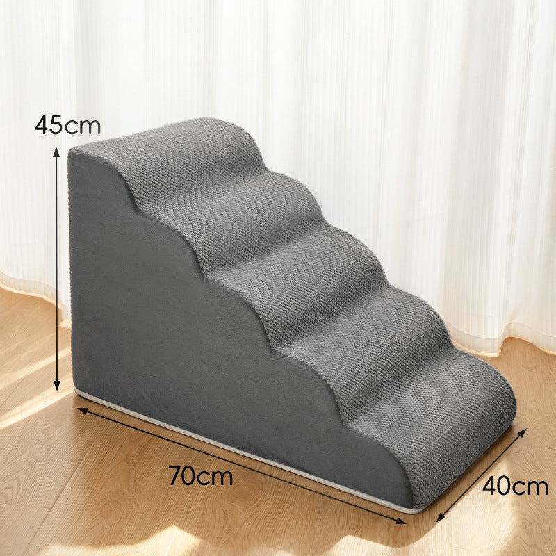 Grey foam pet stairs with removable washable cover, photo 7