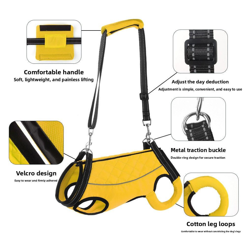 Black chest and back dog support harness with carry handle, product image 3