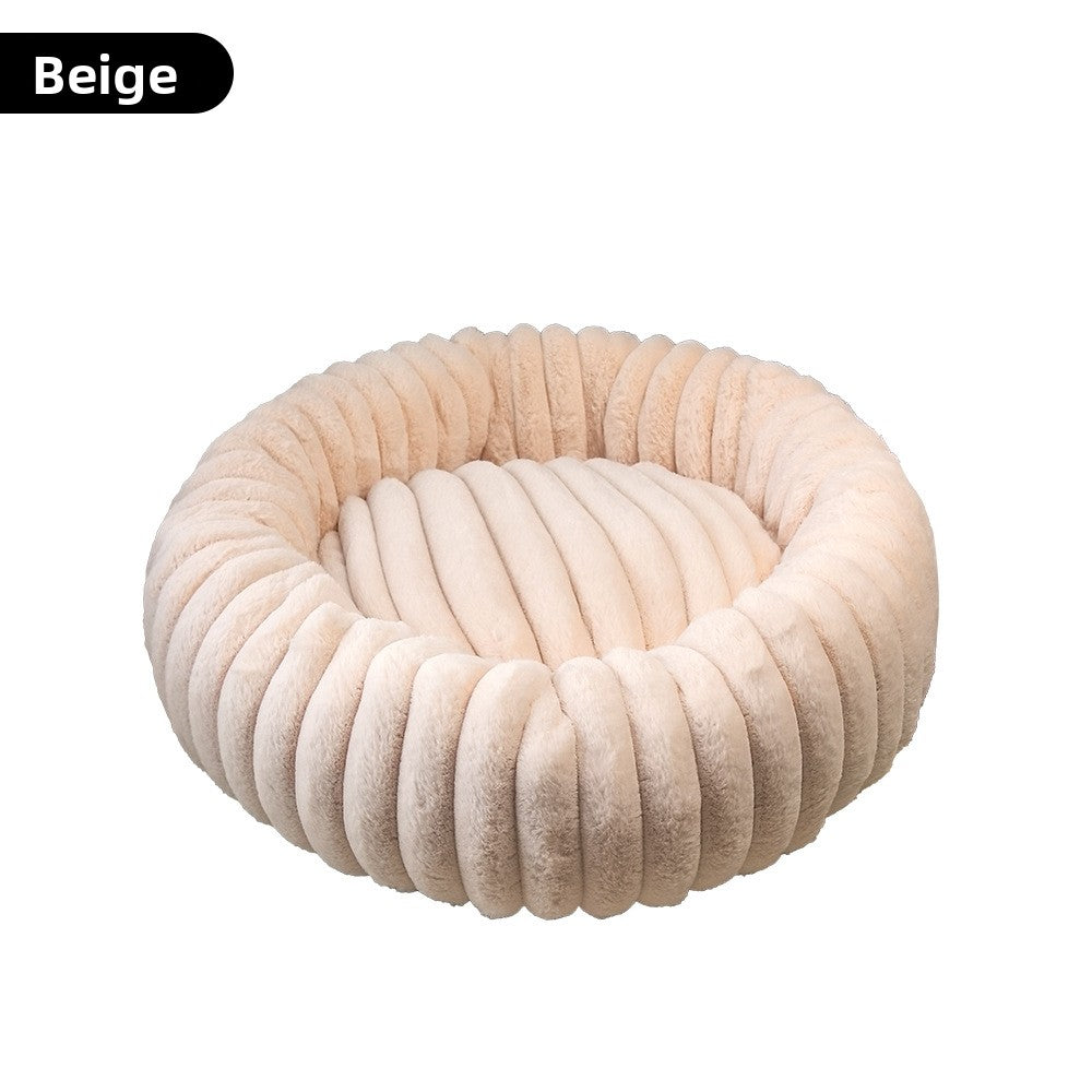 Round Plush Calming Bed for Dogs, Cats and Rabbits, 40-120cm
