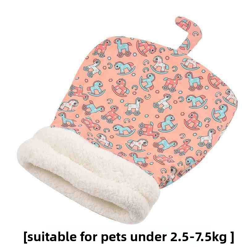 Enclosed tunnel pet bed with cartoon print for cats, view 6