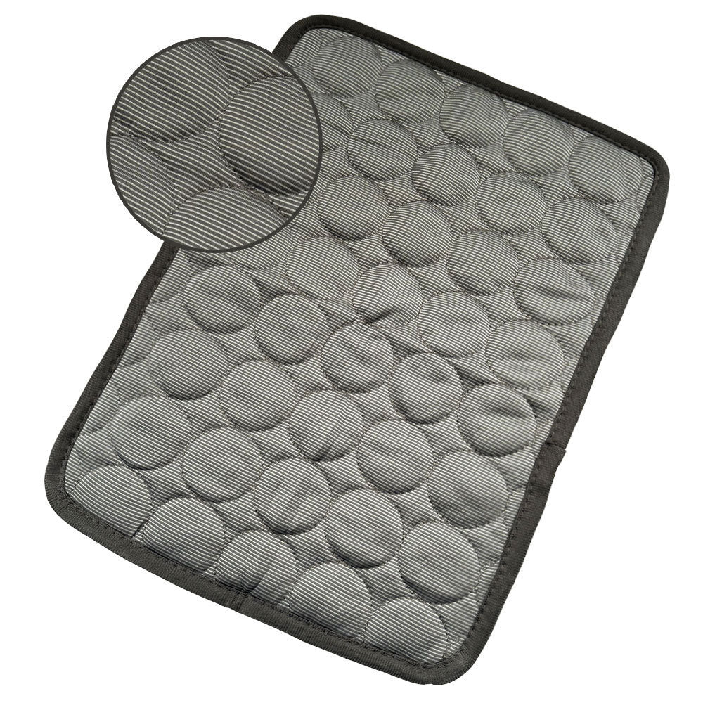 Machine washable ice silk pet cooling mat with blue trim
