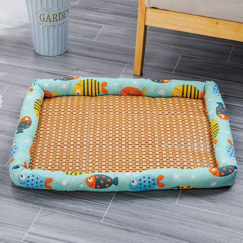 Gel pet cooling mat with print in Green Fish, size 40 x 30cm