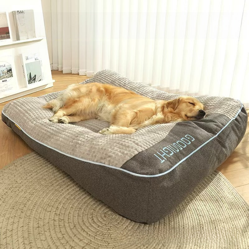 Bolster Dog Sofa Bed for Winter Warmth, Washable Plush Mat