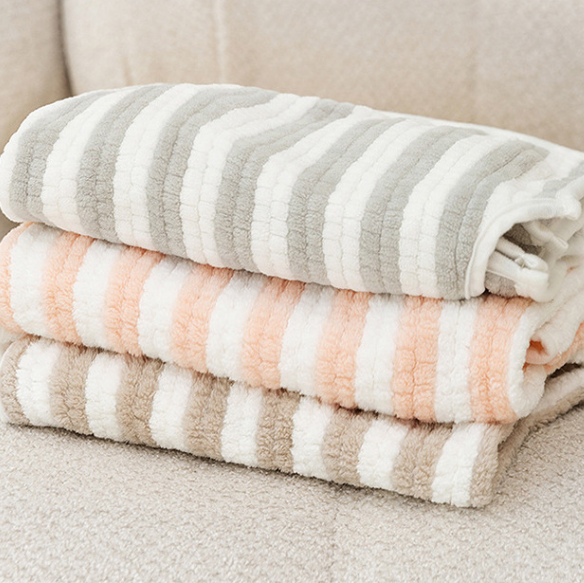 Superfine fibre quick-drying dog bathrobe in Pink Stripe, front view