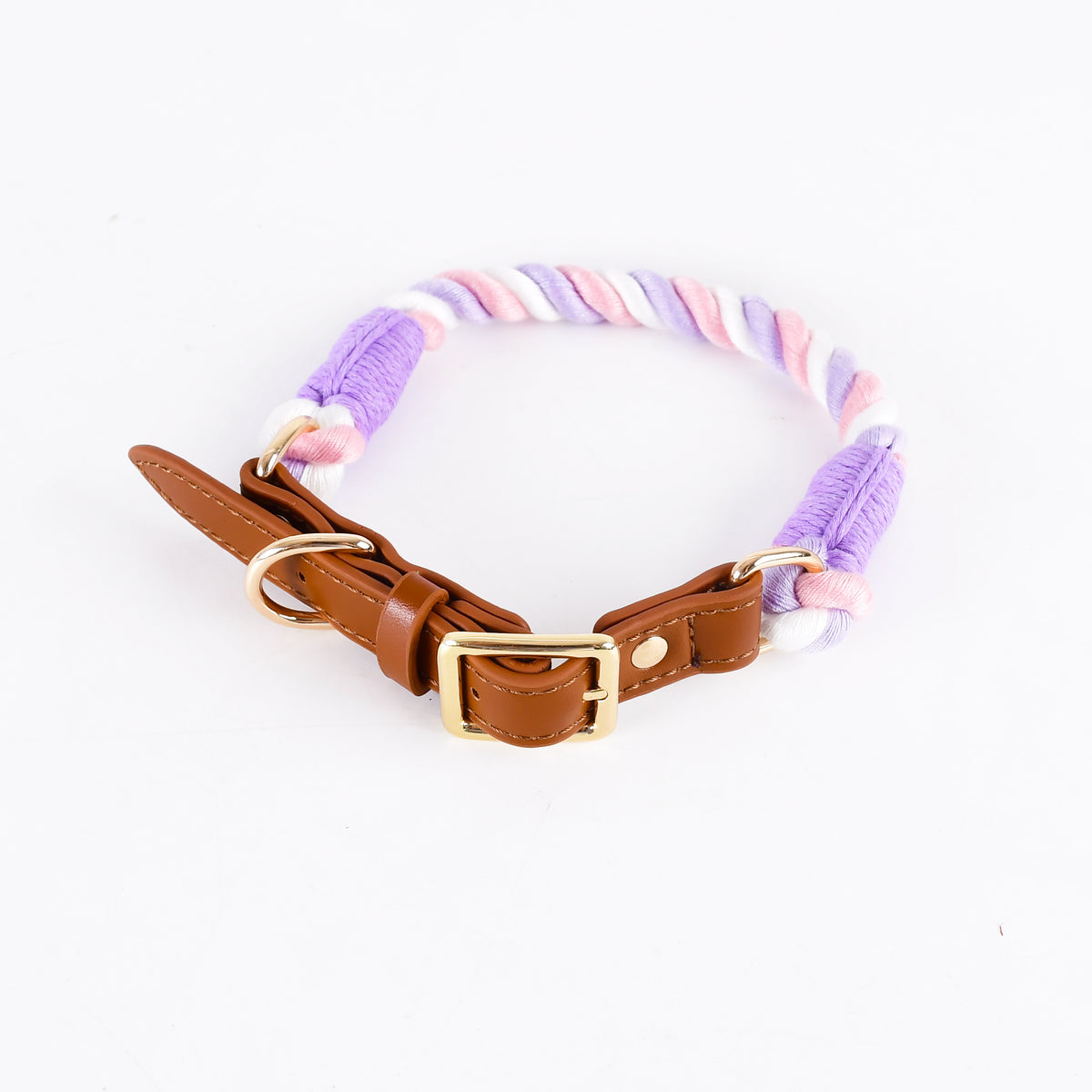 Braided cotton rope dog lead or collar in 25 colour options