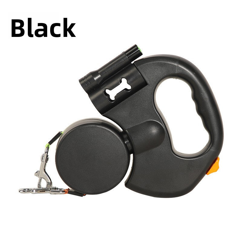 Dual retractable lead for two dogs, close-up detail view