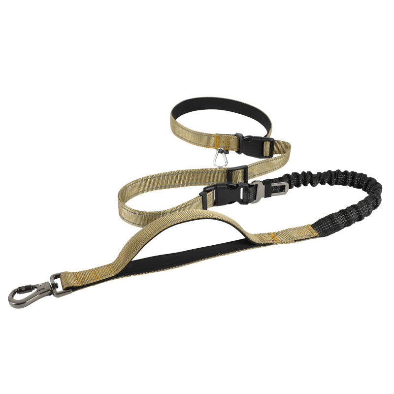 Adjustable hands-free dog lead with reflective stitching in 5 colour options