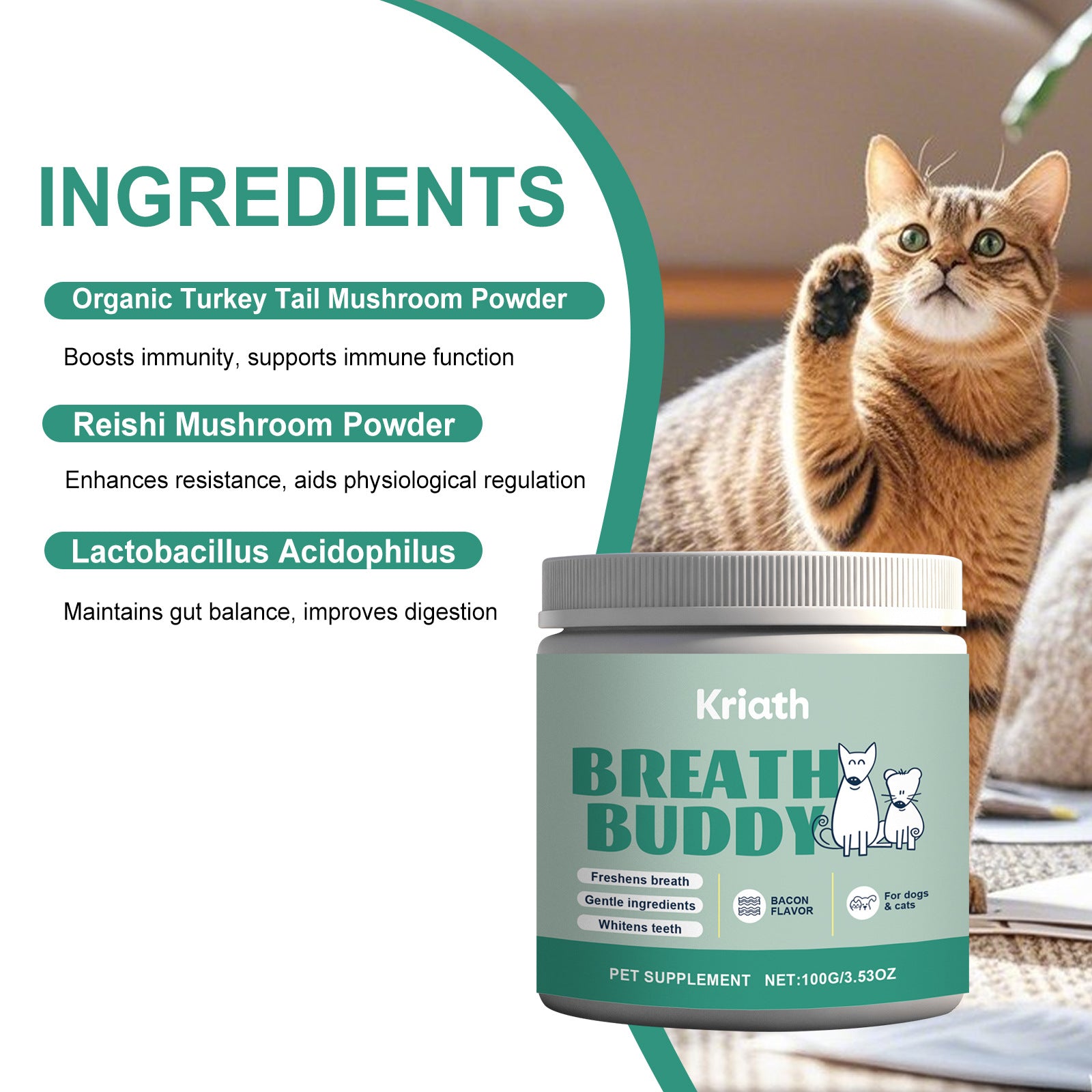 Pet Teeth Cleaning Powder for Plaque, Tartar and Fresh Breath
