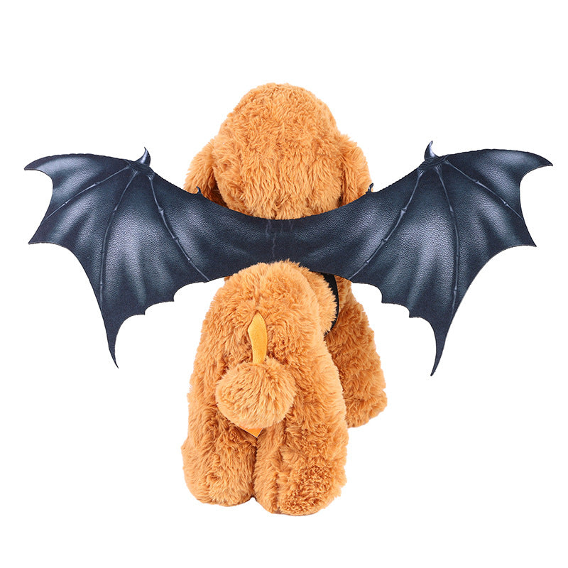 Halloween black bat wings costume for dogs and cats in Black, side view
