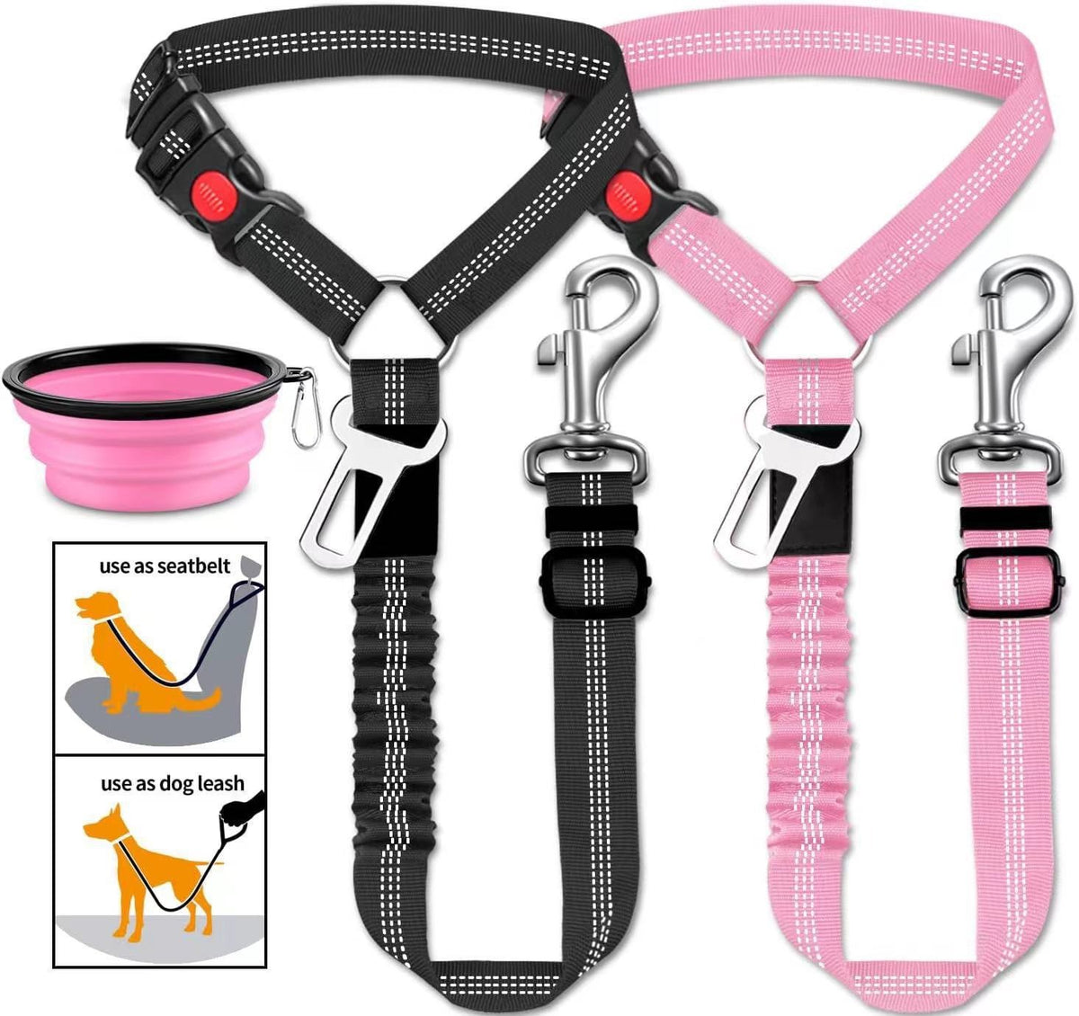 Shock-absorbing bungee lead for large dogs, close-up detail view
