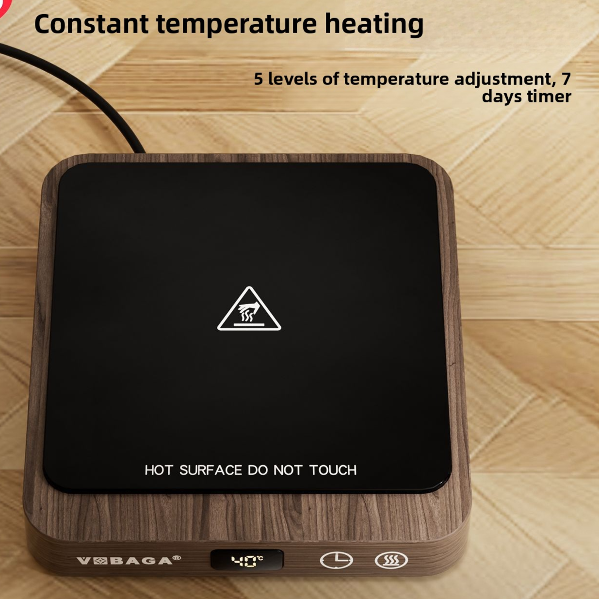 Heated pet water bowl with wooden base, photo 1 of 5