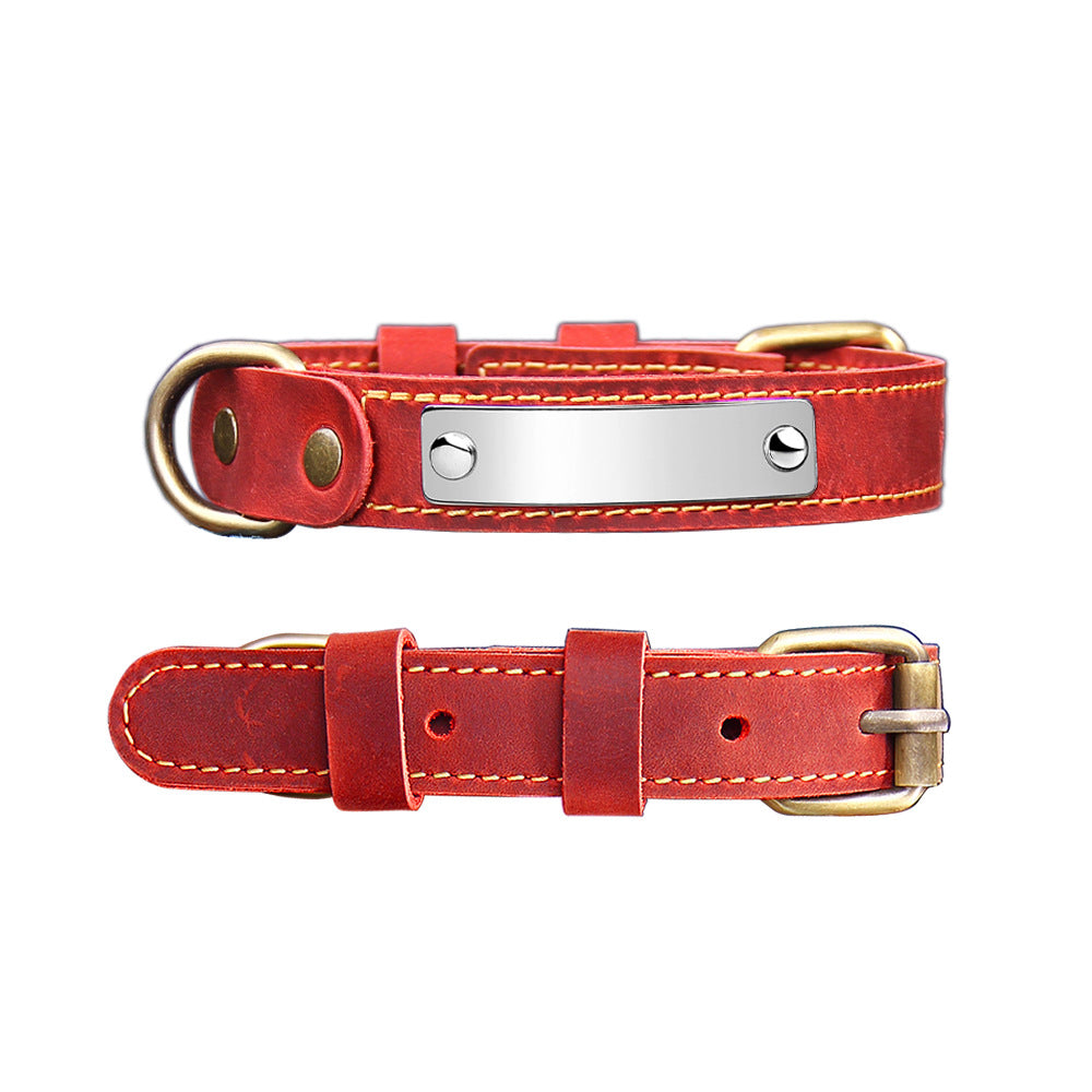 Handmade cowhide leather dog collar with steel buckle, product image 28