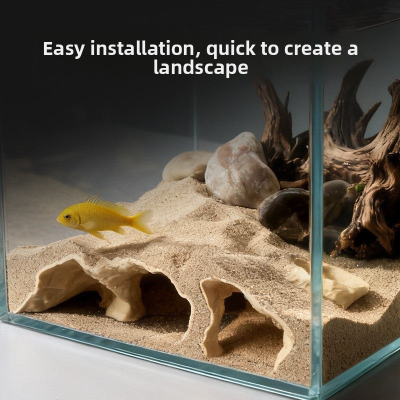 Rock style tank decoration with a cave opening