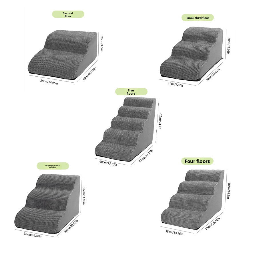 Grey soft foam dog stairs with removable cover, photo 4