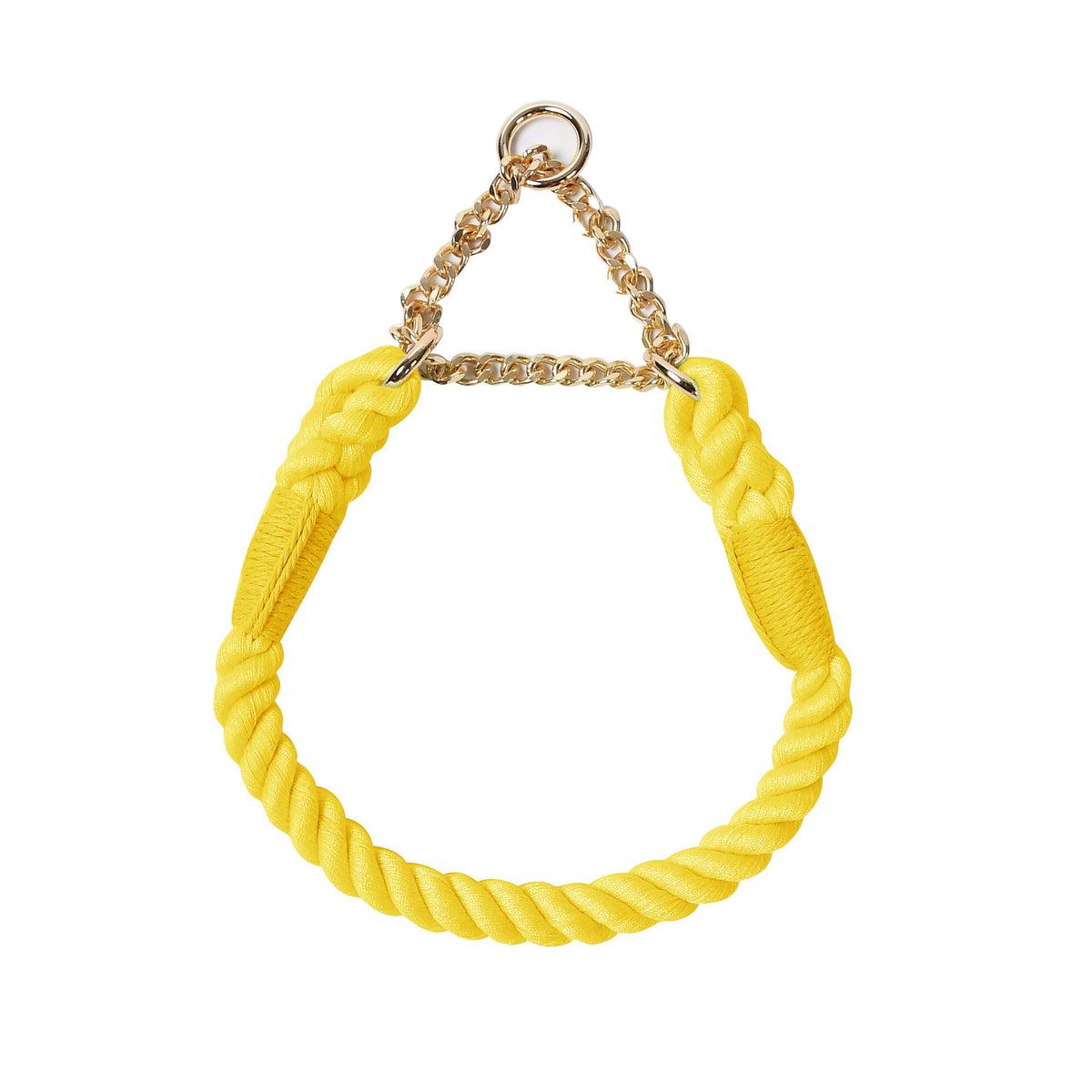 Woven rainbow dog lead with gold coloured clip