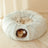 Grey foldable long plush round cat tunnel bed, view 6