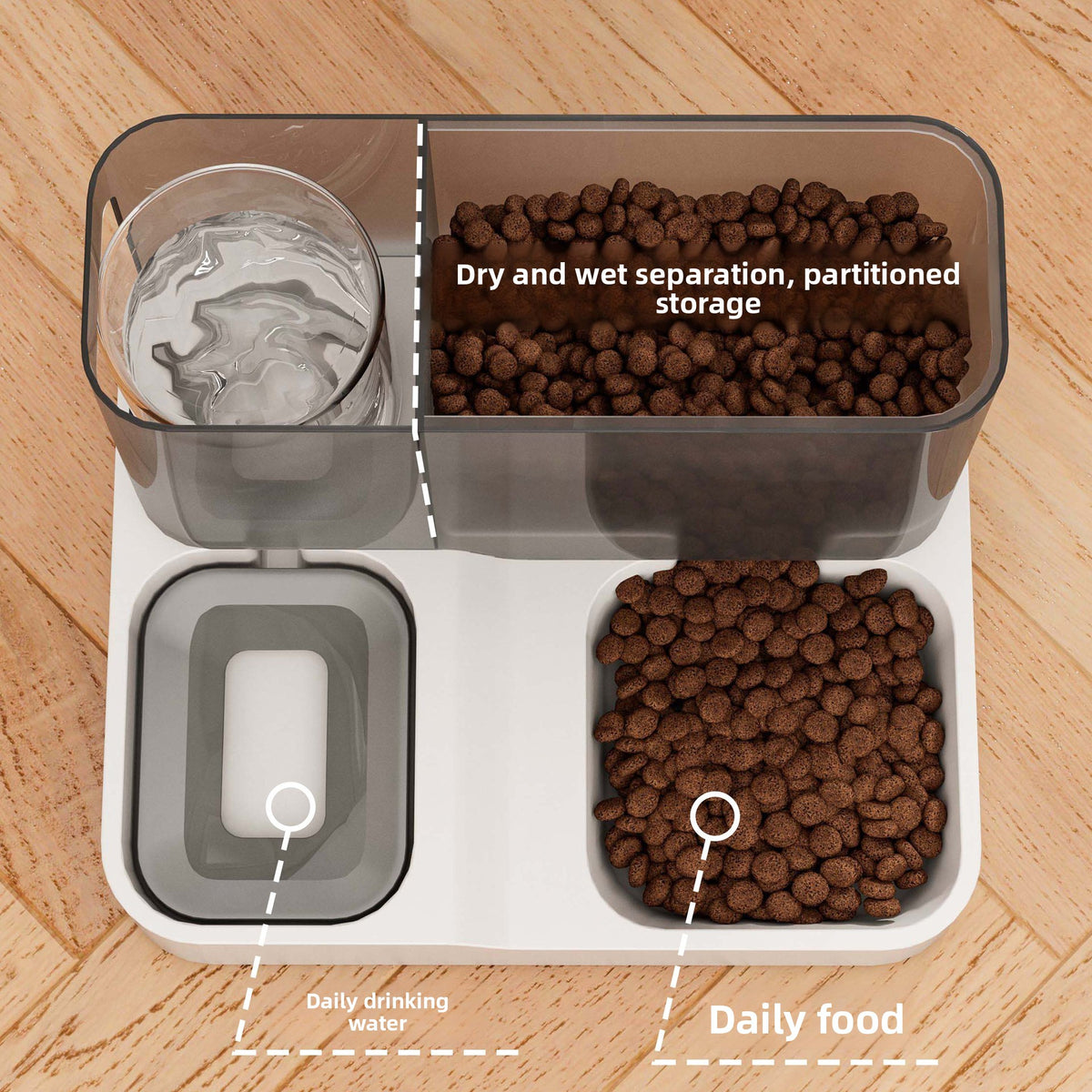 Two-in-One Automatic Pet Feeder and Water Dispenser with Anti-Spill Design, 3 Colours