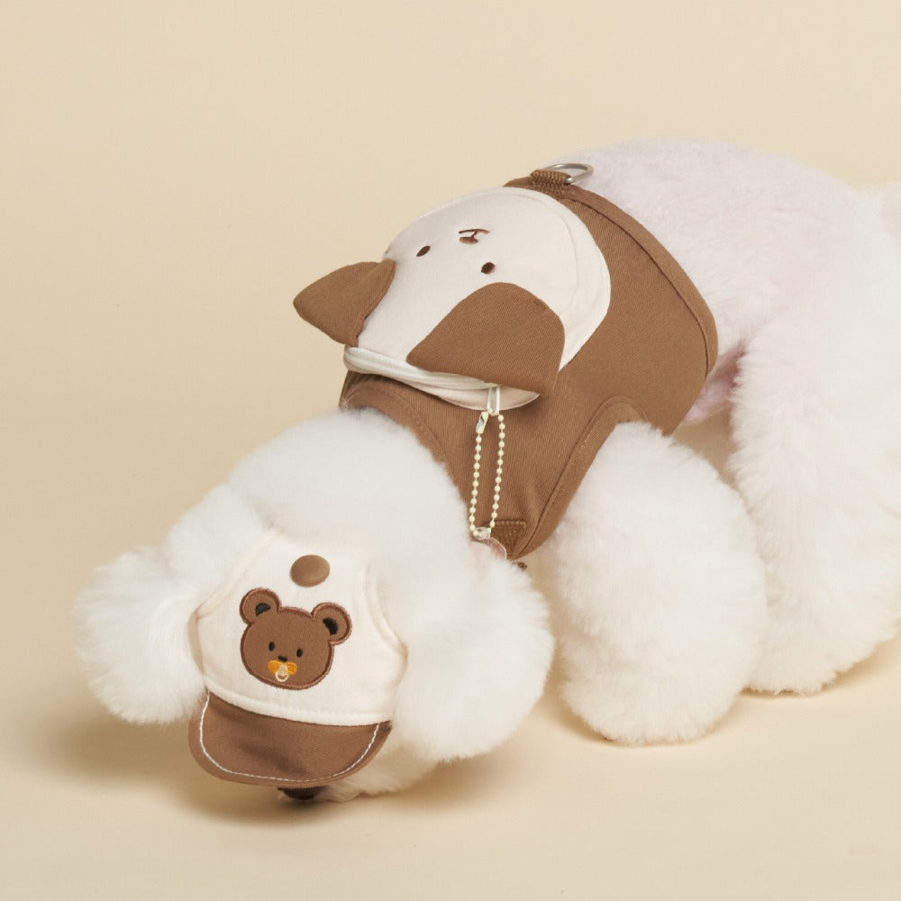Coffee bear design small dog harness with mini backpack and hat, product image 2