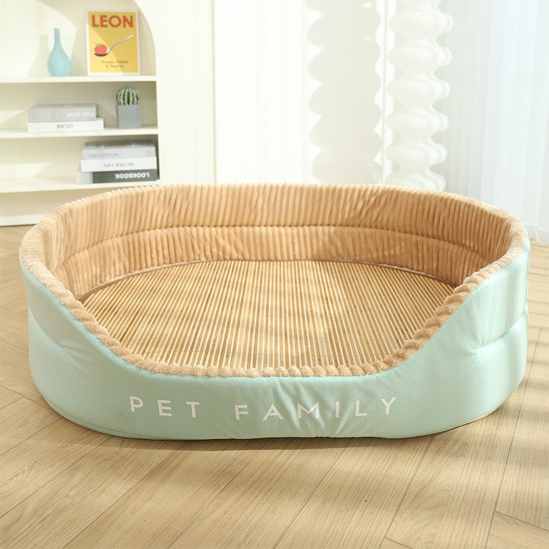 Large all-season washable dog bed for big dogs in Green Khaki