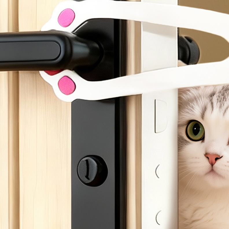 Pet door holder anti-pinch stopper, shown in 2 colours and styles