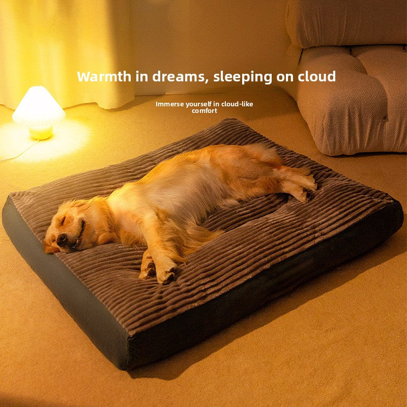 Removable washable plush dog sleeping mat in forest green, photo 2