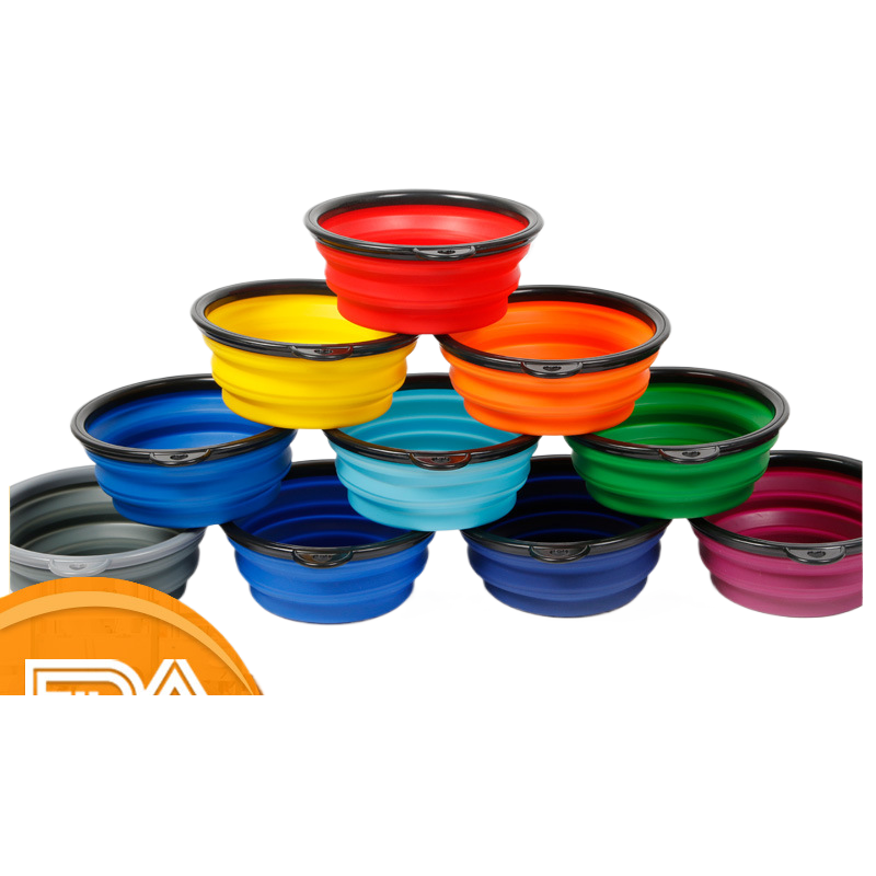 Foldable Silicone Dog Travel Bowl with Clip, Collapsible