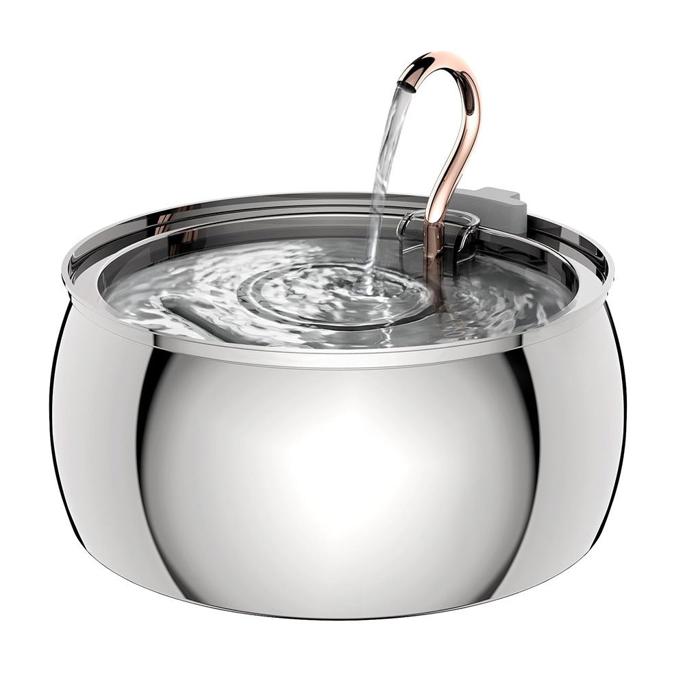 4L Stainless Steel Pet Water Fountain with Visible Window, Silent Pump and USB Power