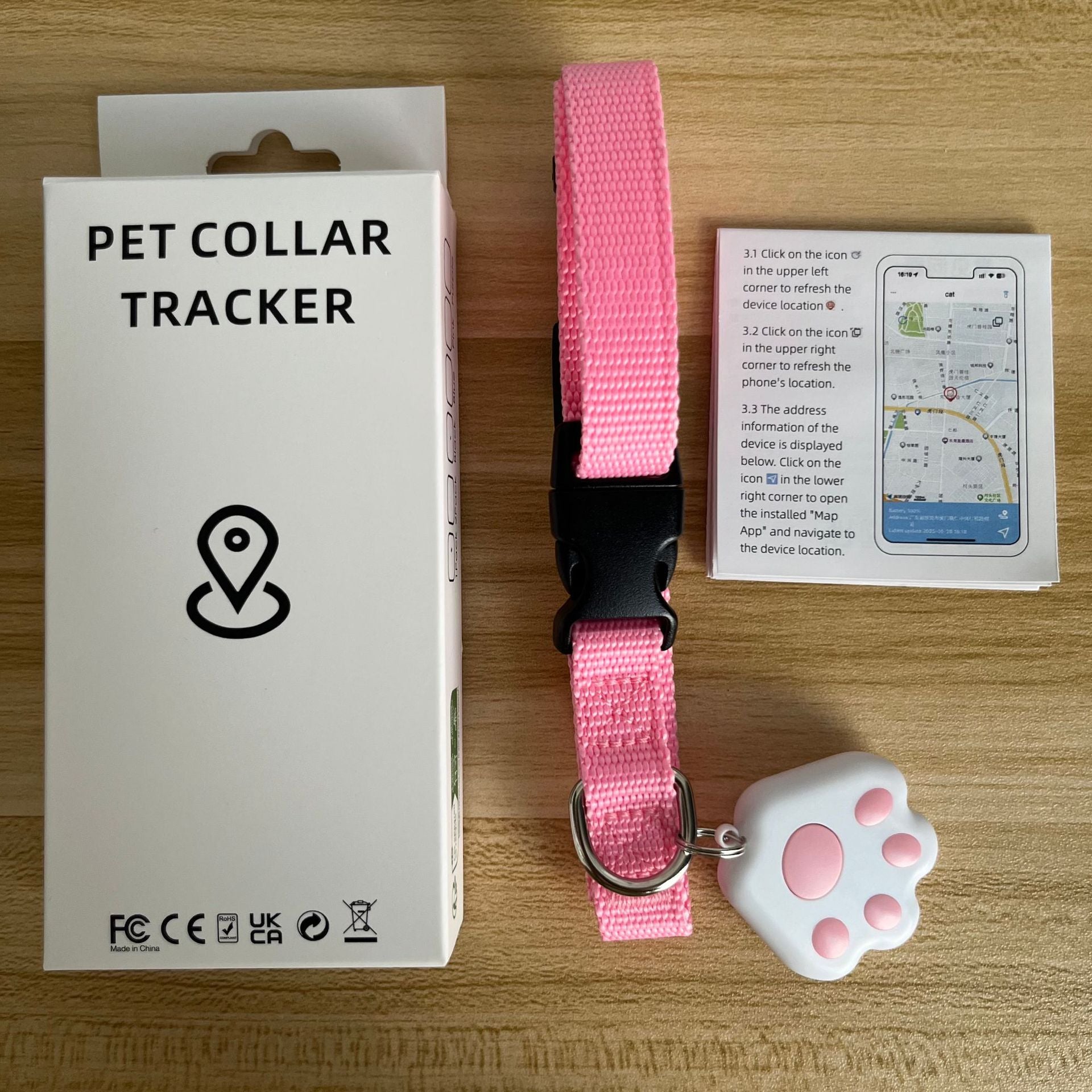 Mini Bluetooth Pet Tracker with Alarm, Anti-Lost Collar Locator