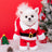 Christmas standing Santa costume with hat for pets, in a home setting
