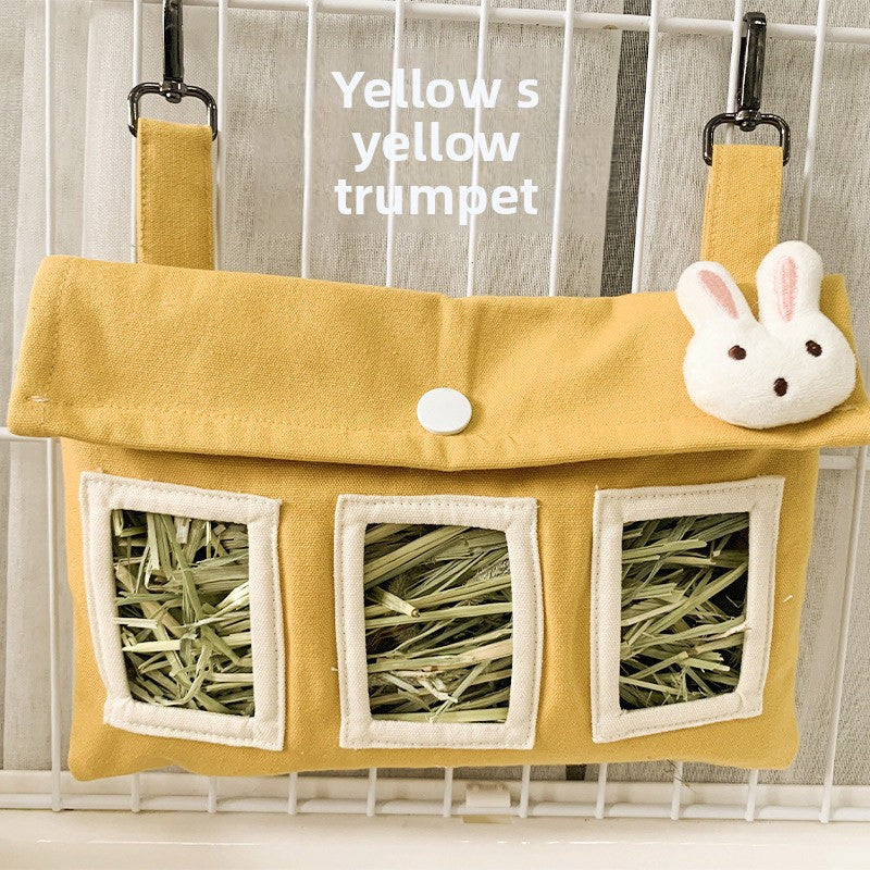 Hanging fabric hay feeder bag for rabbits and guinea pigs, view 10