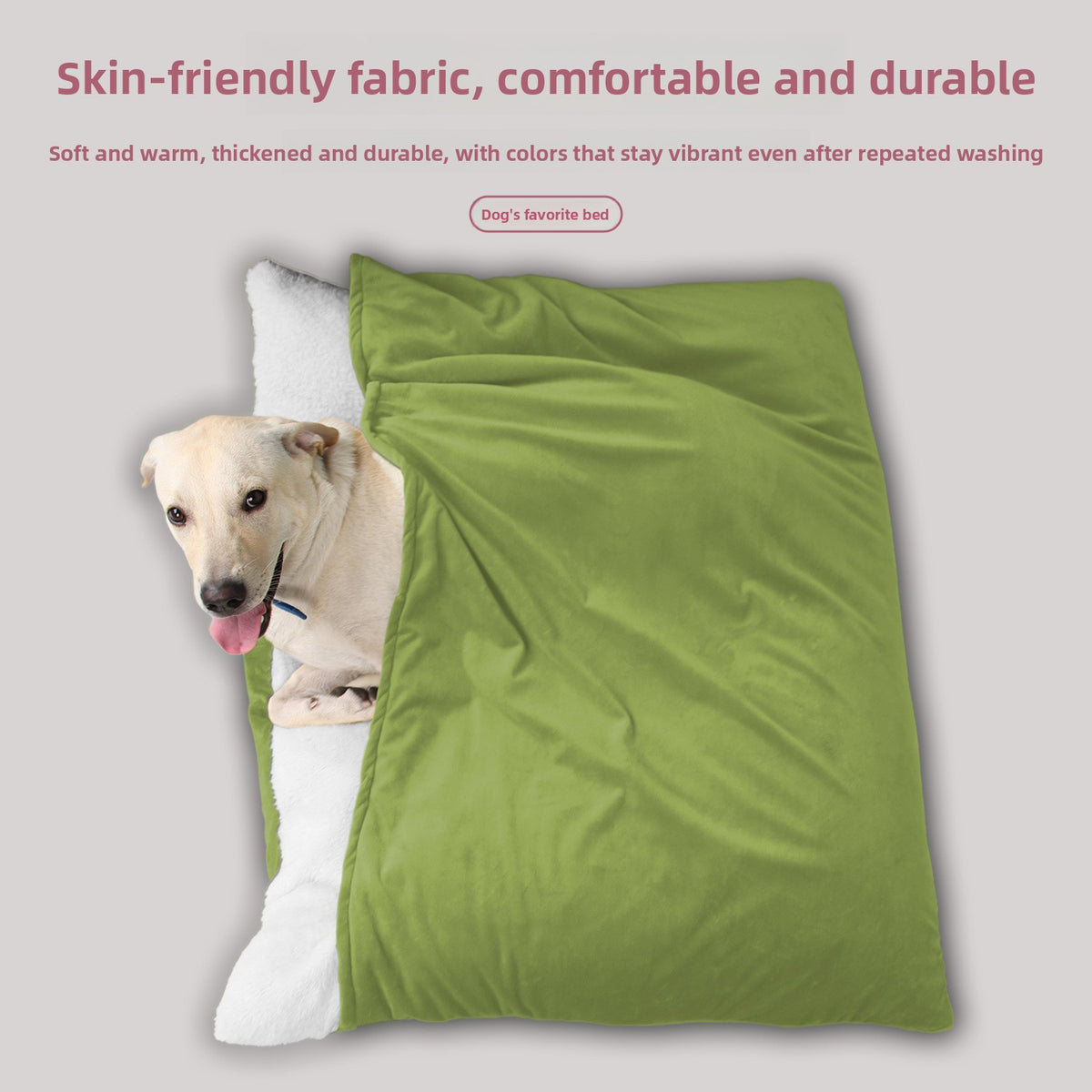 Pet sleeping bag nest with washable cover, alternative angle view