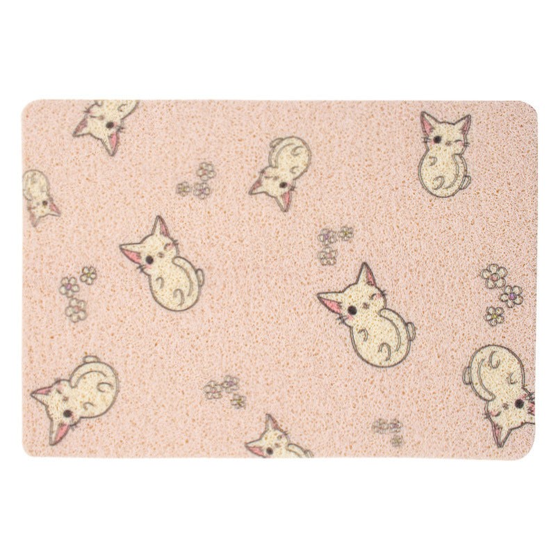 Hand-Painted PVC Cat Litter Mat with Cute Cat Designs