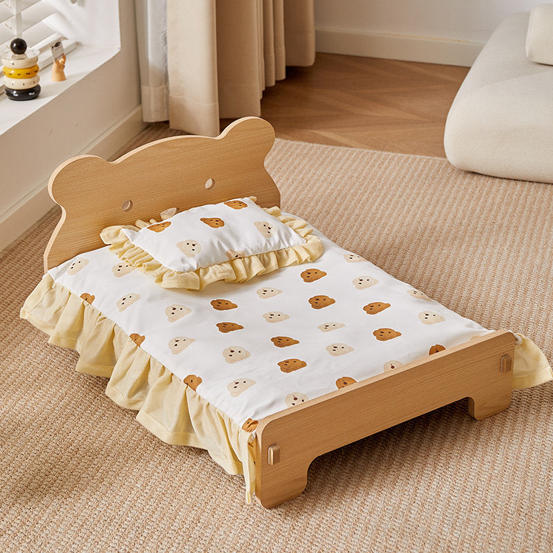 Removable washable pet bed with cute print, product detail photo